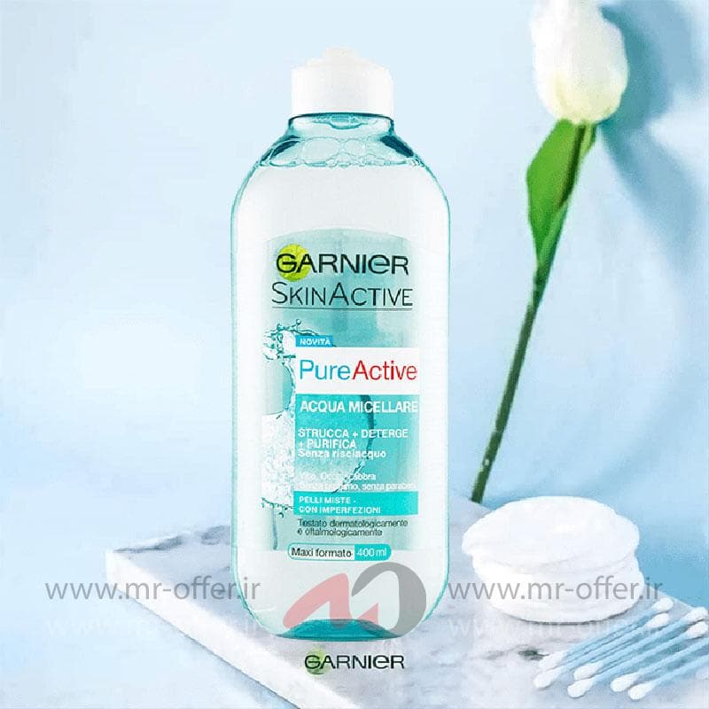 محلول میسلار واتر گارنیر مدل pure active حجم 400 میلی لیتر — تصویر ۲