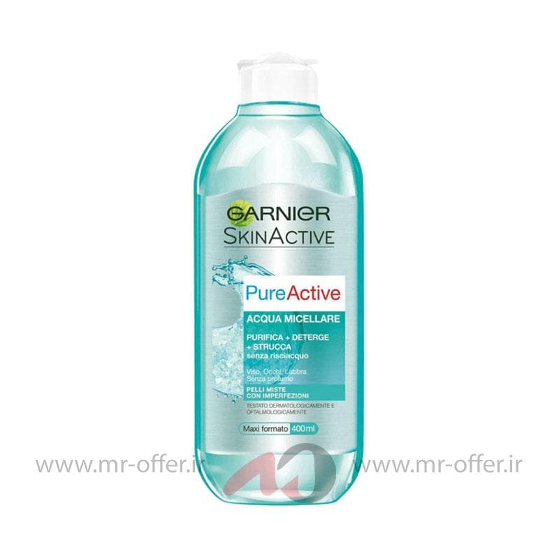 محلول میسلار واتر گارنیر مدل pure active حجم 400 میلی لیتر