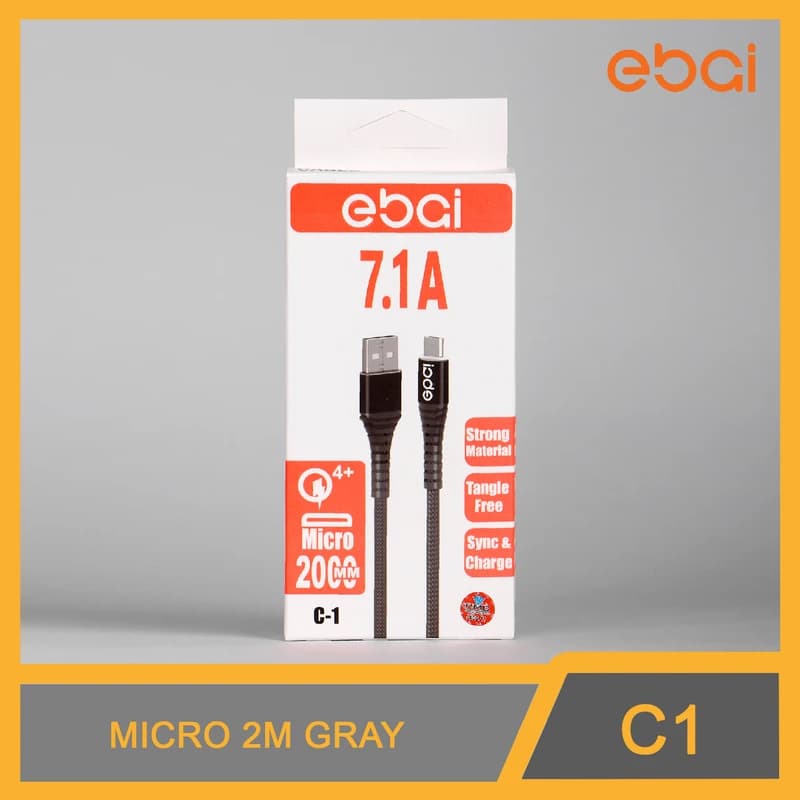 کابل شارژ میکرو اندرویدی ایبای مدل ebai C1 طول 2 متر — تصویر ۴