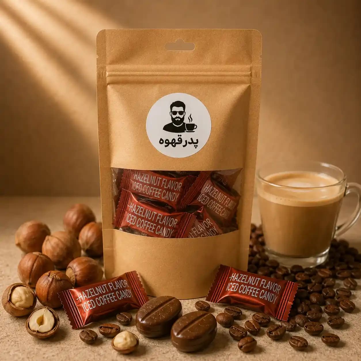 قرص قهوه کافی کندی با طعم فندق | Coffee Candy Hazelnut