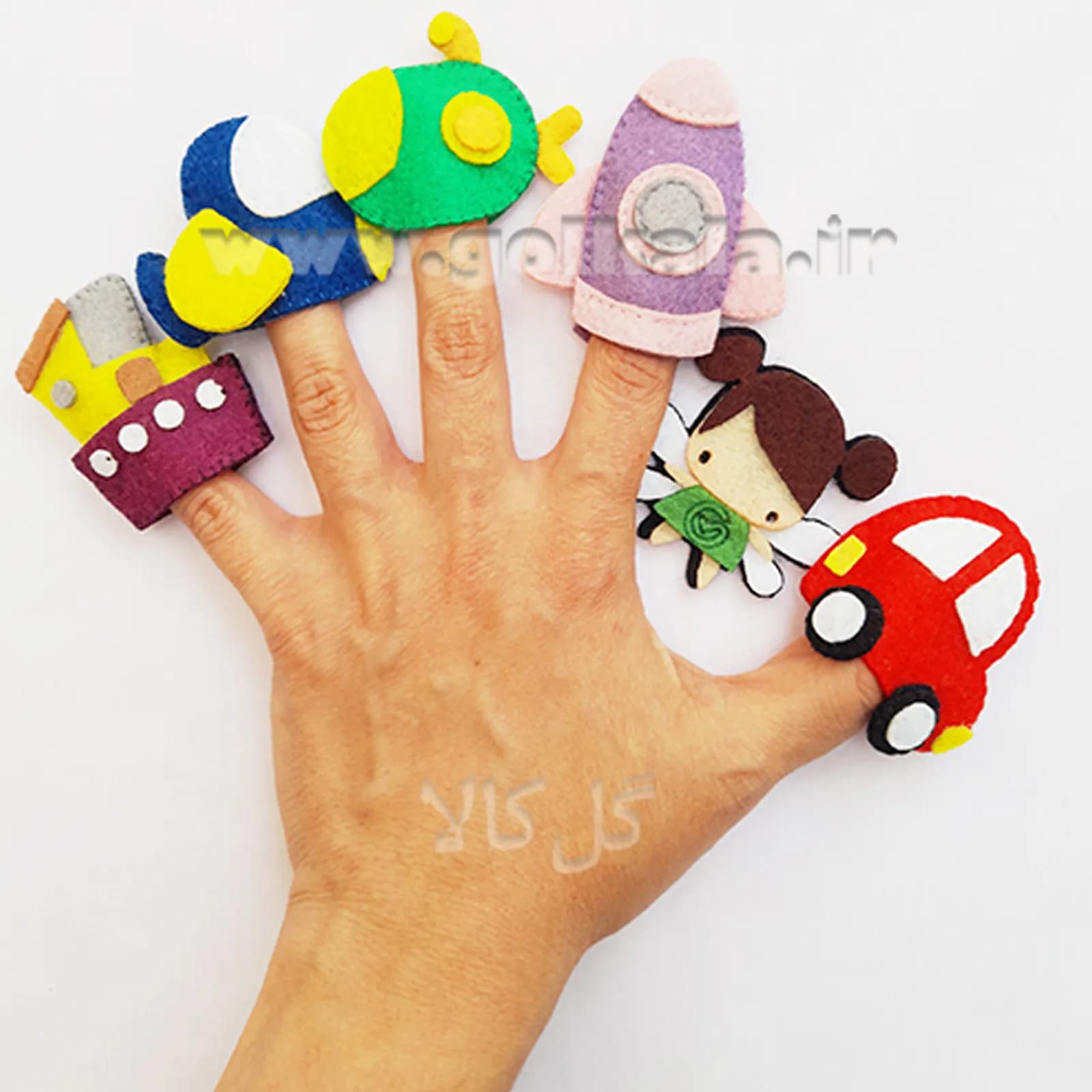 عروسک انگشتی وسایل نقلیه نمدی 🚗 | ابزار سرگرمی و آموزشی کودکان | گل‌کالا
