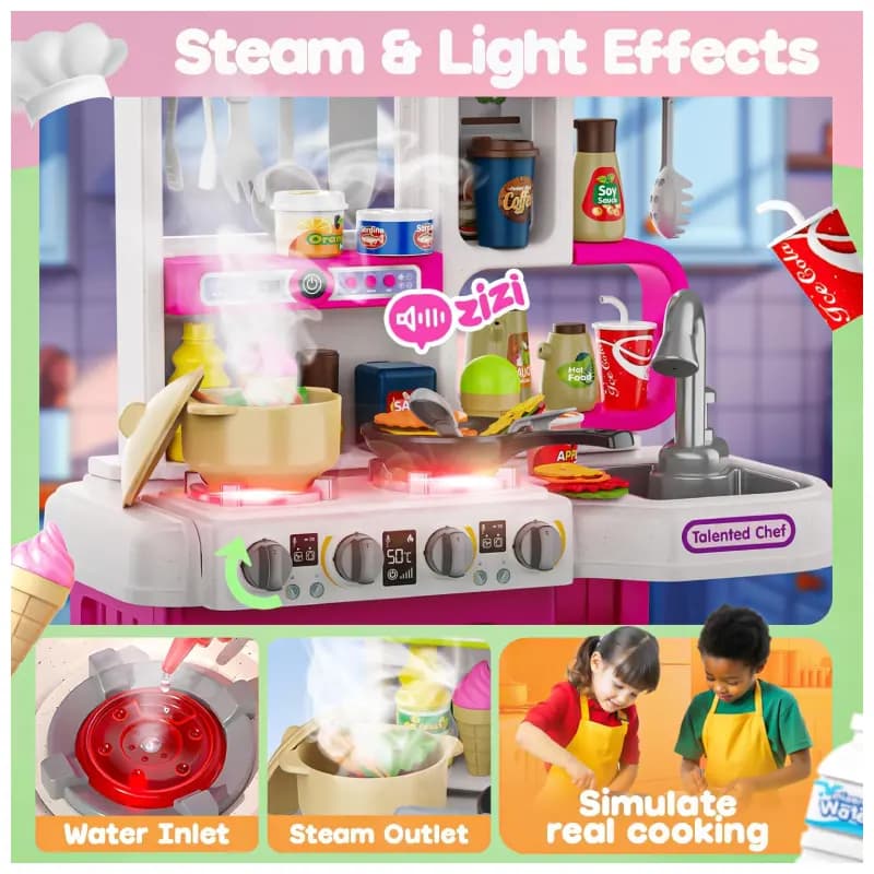 ست اسباب بازی میز آشپزخانه بزرگ صورتی مدل home chef کد 928-82 — تصویر ۵