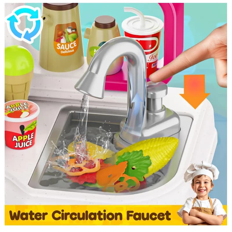 ست اسباب بازی میز آشپزخانه بزرگ صورتی مدل home chef کد 928-82 — تصویر ۳