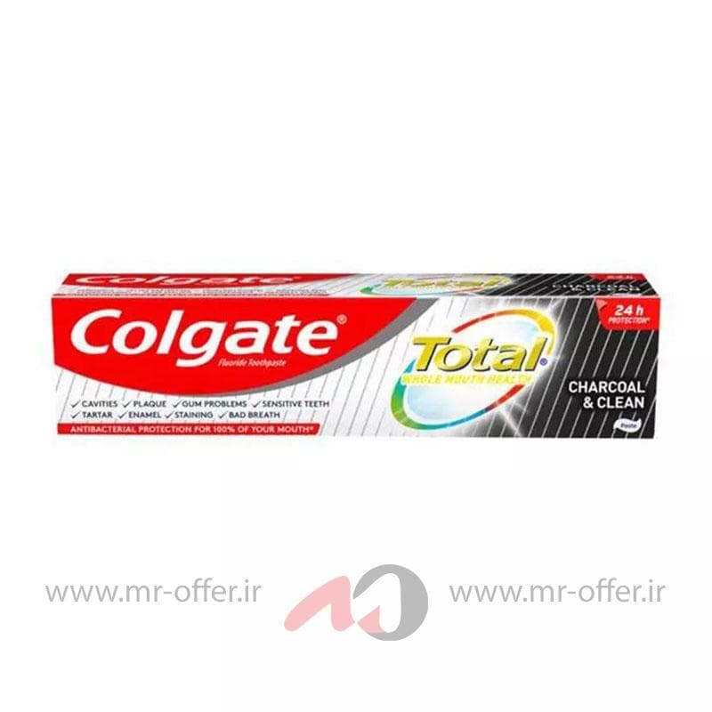 خمیردندان توتال کلگیت مدل Charcoal & Clean حجم 75 میلی لیتر
