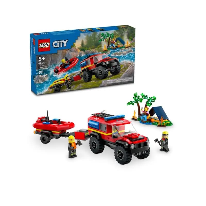 لگو fire truck with rescue boat سری سیتی کد 60412