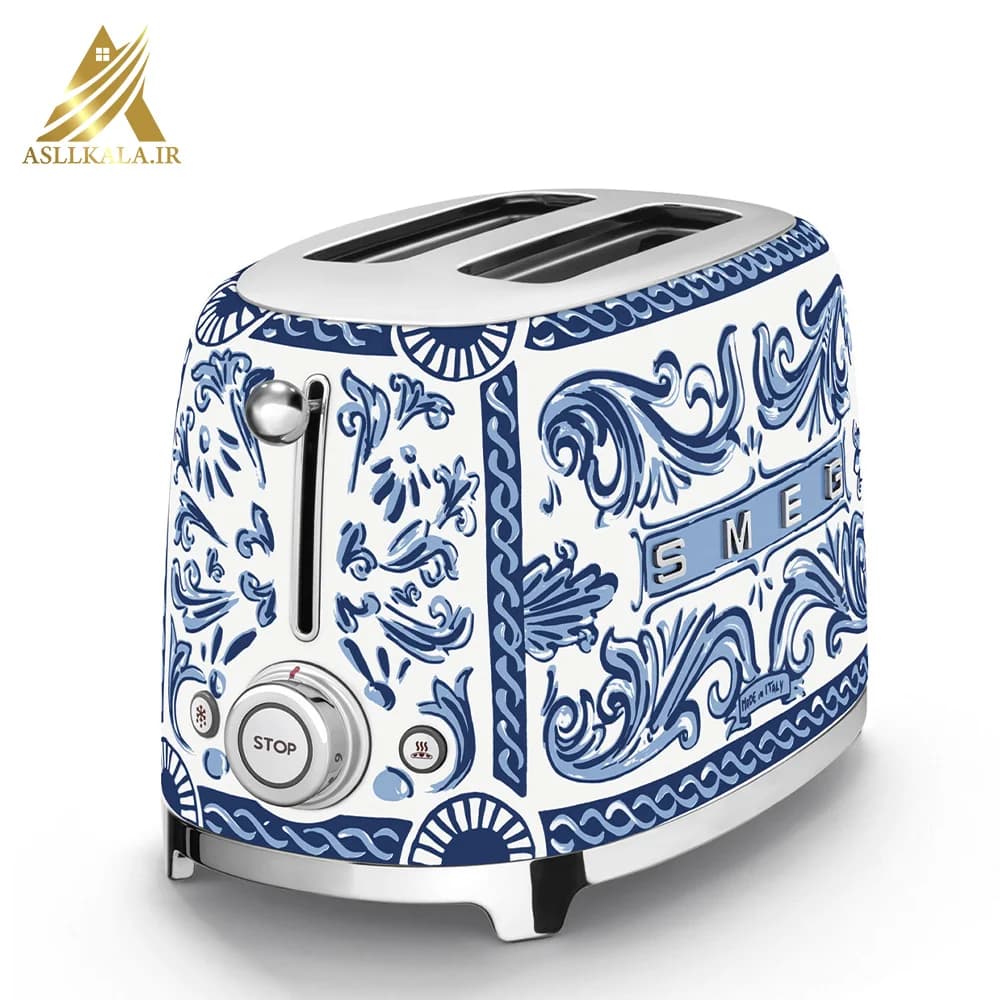 تستر دو اسلایس دولچه گابانا طرح آبی مدیترانه ای اسمگ مدل TSF01 ا Smeg 2 Slice Toaster Dolce and Gabbana Blu TSF01 — تصویر ۳