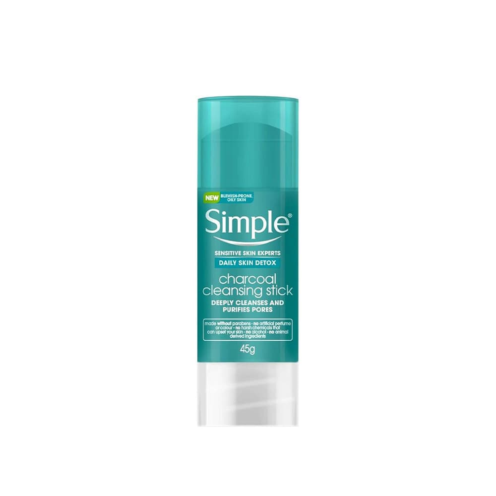 اسکراب استیکی پاک کننده زغال سم زدایی پوست سیمپل simple sensitive skin experts daly skin detox charcoal cleansing sticck
