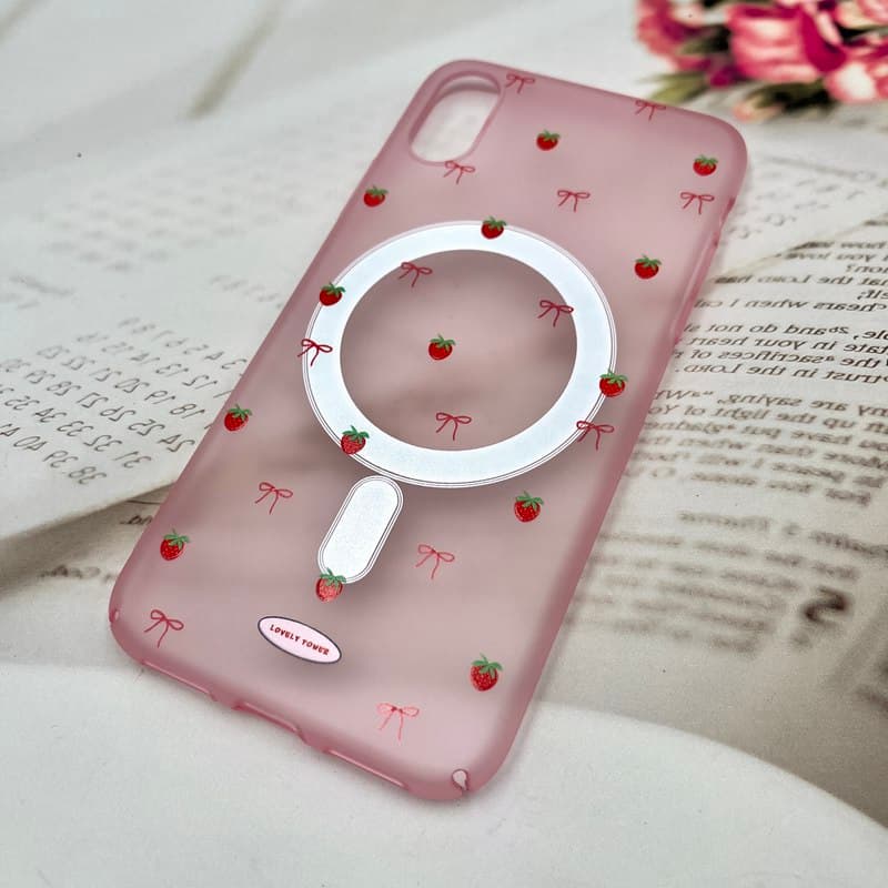 قاب گوشی iPhone X / iPhone XS آیفون Sticker Case مات مگ سیف Magsafe اورجینال طرح توت فرنگی کد 789593 — تصویر ۲
