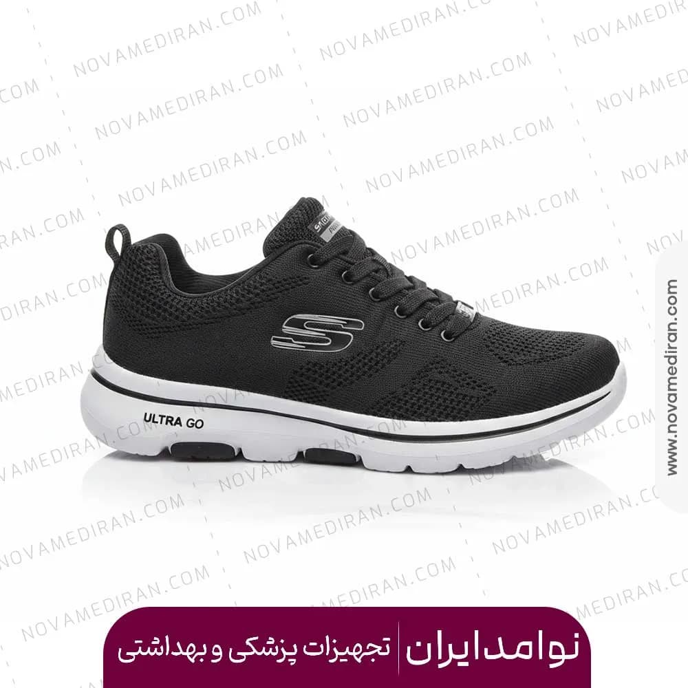 کفش مردانه پاتکان طب طرح اسکیچرز مردانه کد 1668 مشکی زیره سفید