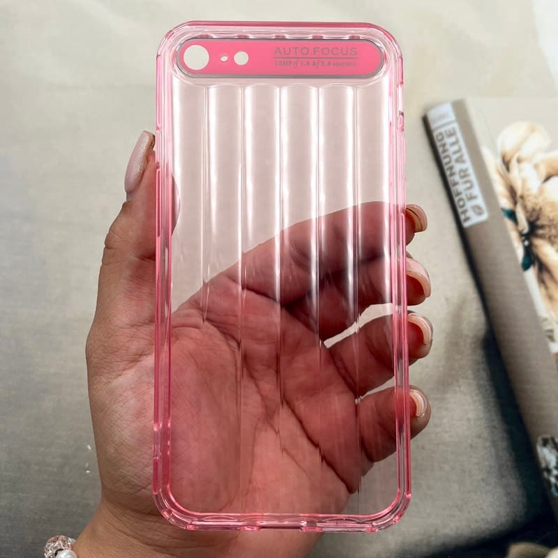 قاب گوشی iPhone 7 / iPhone 8 / iPhone SE 2020 / iPhone SE 2022 آیفون Crystal Square سیلیکونی شفاف ضد ضربه کرکره ای محافظ لنز دار صورتی کد 303906