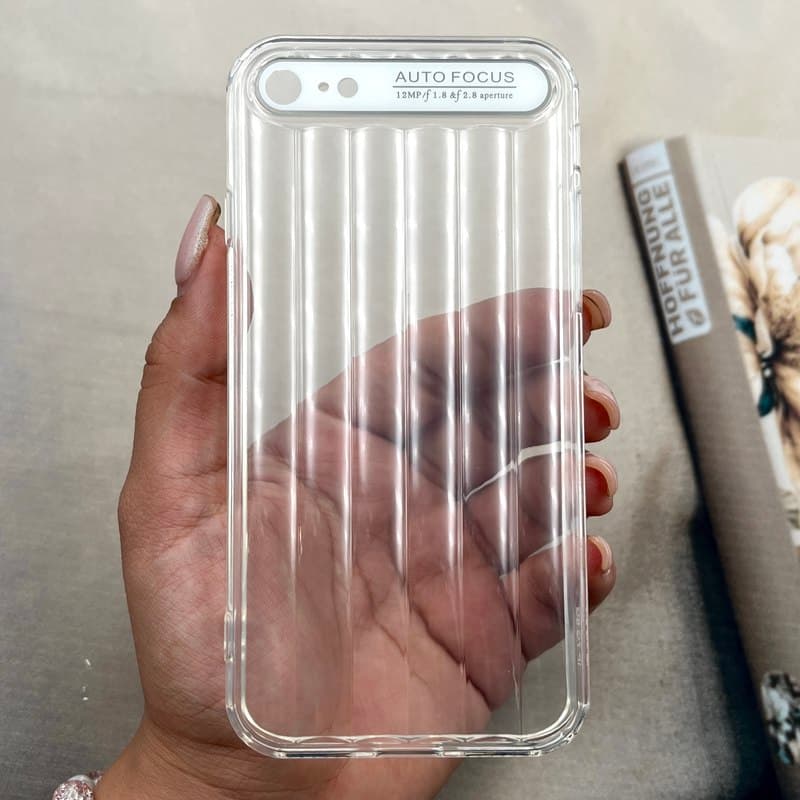 قاب گوشی iPhone 7 / iPhone 8 / iPhone SE 2020 / iPhone SE 2022 آیفون Crystal Square سیلیکونی شفاف ضد ضربه کرکره ای محافظ لنز دار سفید کد 835722