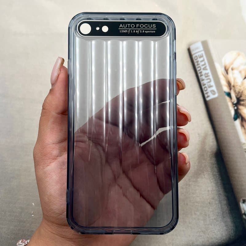 قاب گوشی iPhone 7 / iPhone 8 / iPhone SE 2020 / iPhone SE 2022 آیفون Crystal Square سیلیکونی شفاف ضد ضربه کرکره ای محافظ لنز دار مشکی کد 495598