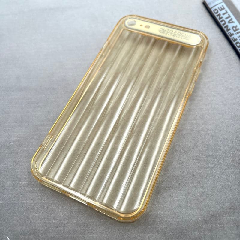 قاب گوشی iPhone 7 / iPhone 8 / iPhone SE 2020 / iPhone SE 2022 آیفون Crystal Square سیلیکونی شفاف ضد ضربه کرکره ای محافظ لنز دار طلایی کد 313230 — تصویر ۲