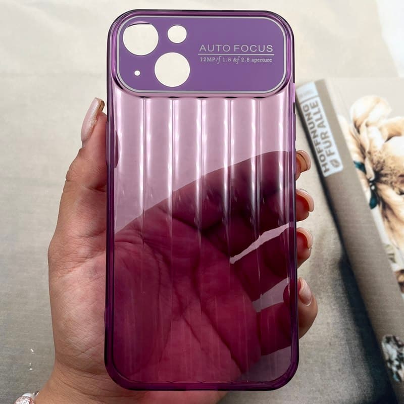 قاب گوشی iPhone 13 آیفون Crystal Square سیلیکونی شفاف ضد ضربه کرکره ای محافظ لنز دار بنفش کد 504222