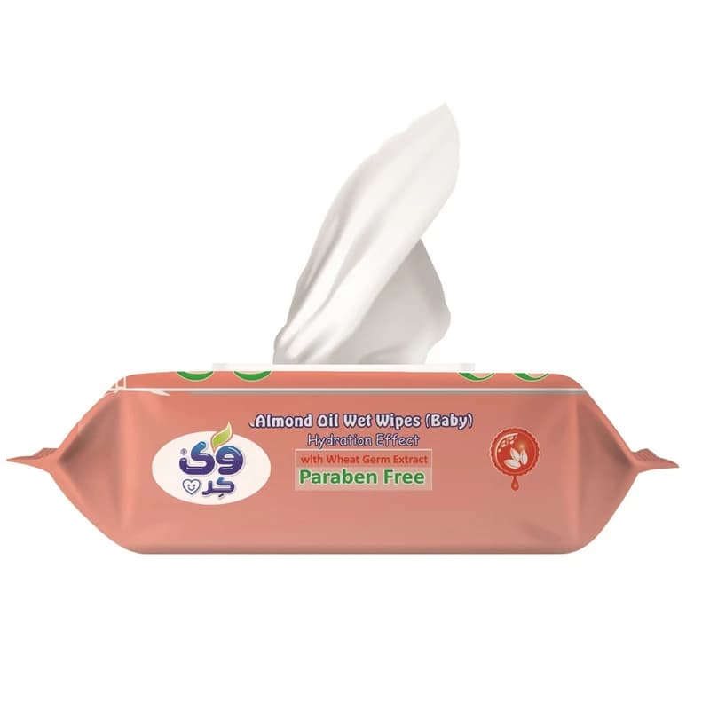 دستمال مرطوب کودک وی کر (Wee Care) پاکتی درب دار حاوی روغن بادام وی کر بسته 72برگی — تصویر ۳