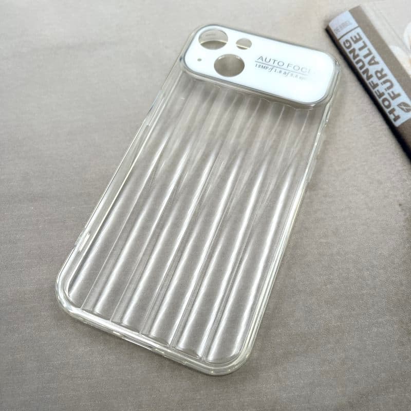 قاب گوشی iPhone 13 آیفون Crystal Square سیلیکونی شفاف ضد ضربه کرکره ای محافظ لنز دار سفید کد 362191 — تصویر ۲