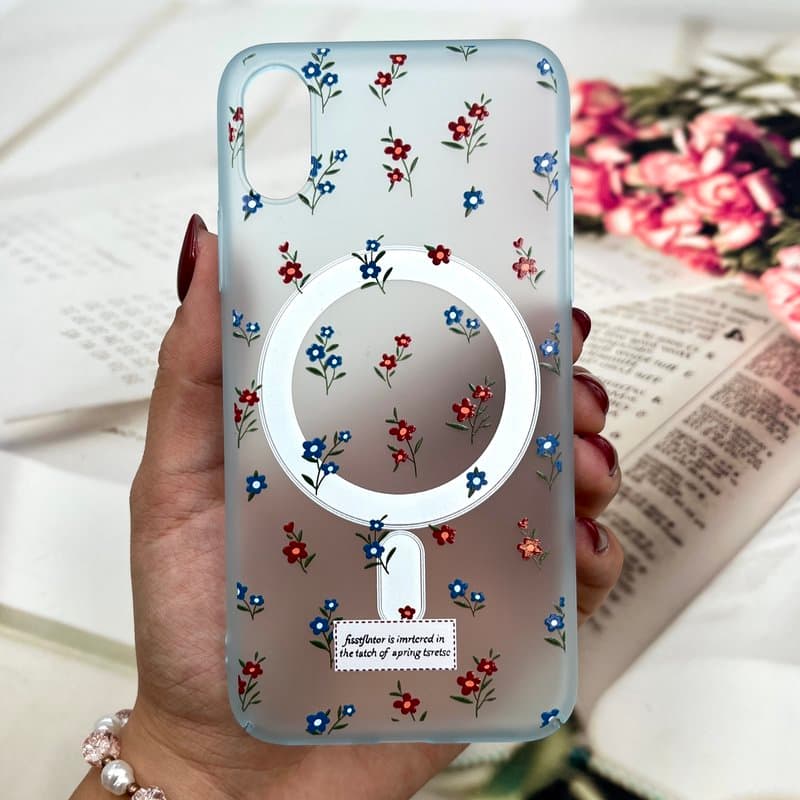 قاب گوشی iPhone X / iPhone XS آیفون Sticker Case مات مگ سیف Magsafe اورجینال طرح گل کد 531126