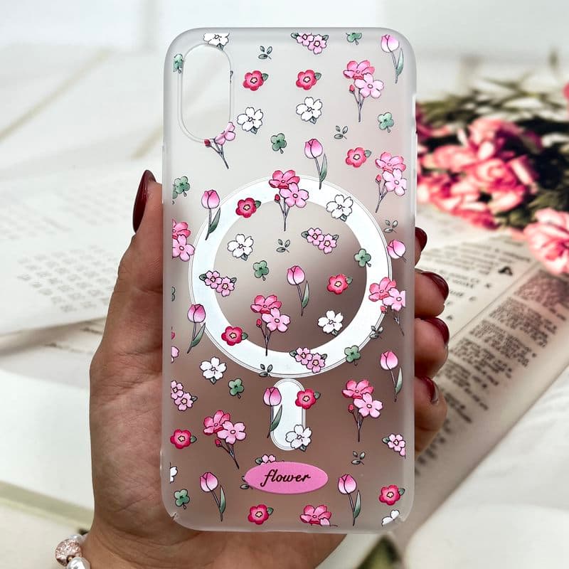 قاب گوشی iPhone X / iPhone XS آیفون Sticker Case مات مگ سیف Magsafe اورجینال طرح گل کد 358747