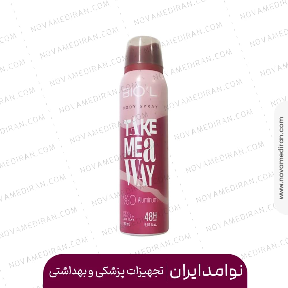 اسپری بدن مردانه بیول مدل Take me away با رایحه لالیک 150 میل