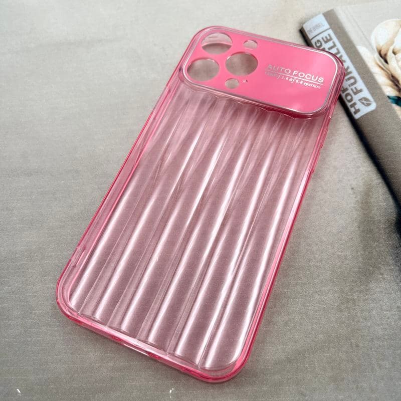 قاب گوشی iPhone 13 Pro Max آیفون Crystal Square سیلیکونی شفاف ضد ضربه کرکره ای محافظ لنز دار صورتی کد 703958 — تصویر ۲