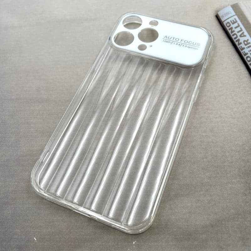 قاب گوشی iPhone 13 Pro Max آیفون Crystal Square سیلیکونی شفاف ضد ضربه کرکره ای محافظ لنز دار سفید کد 426322 — تصویر ۲