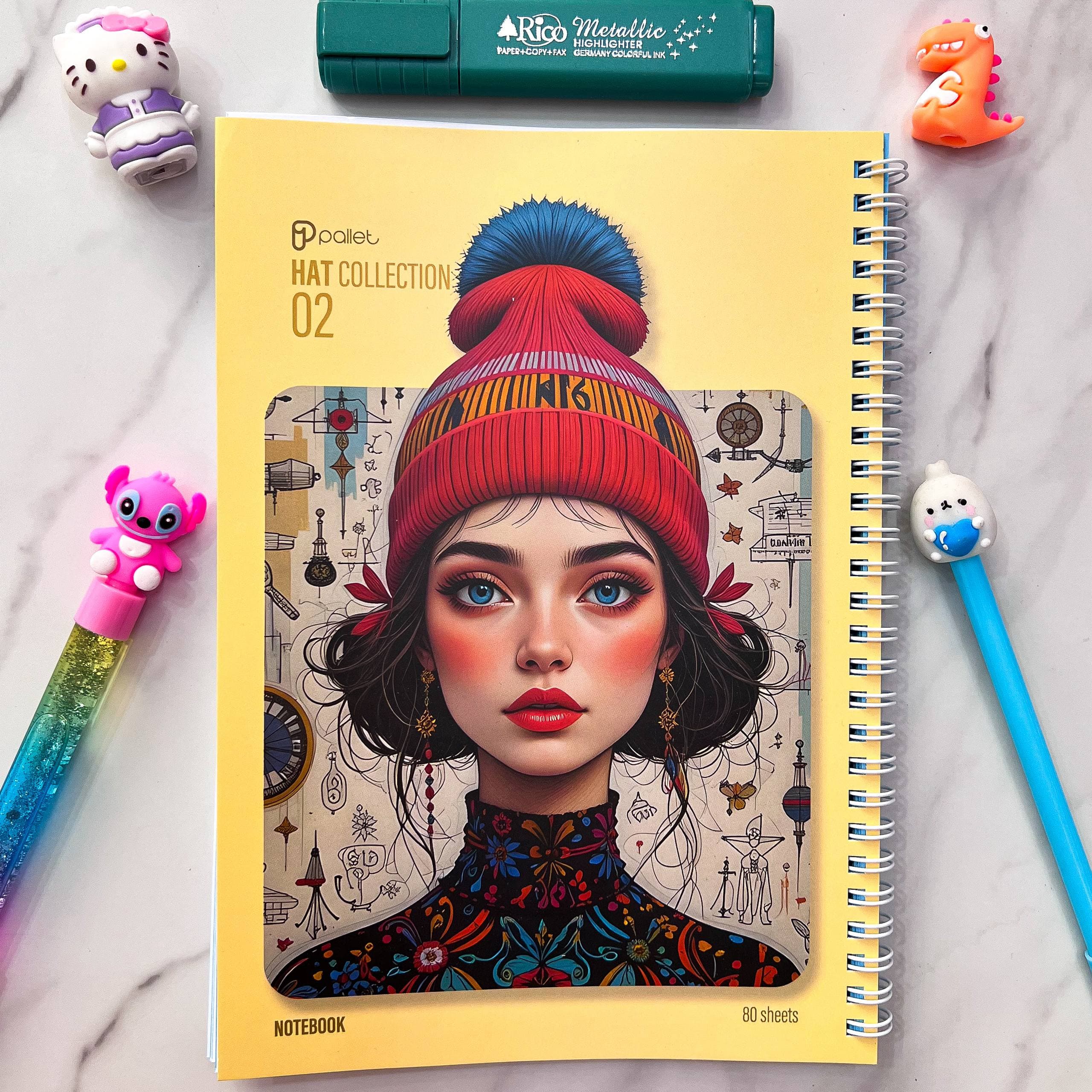 دفتر سیمی 80 برگ پالت hat