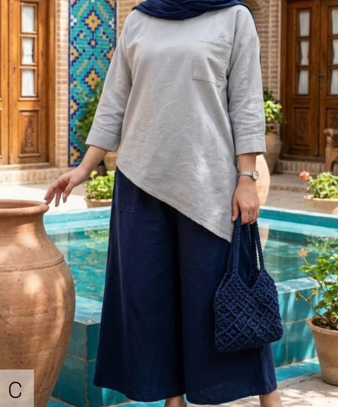 ست رویه و شلوار الیاف طبیعی گرم بالا مدل روجان |کد:4072 — تصویر ۳