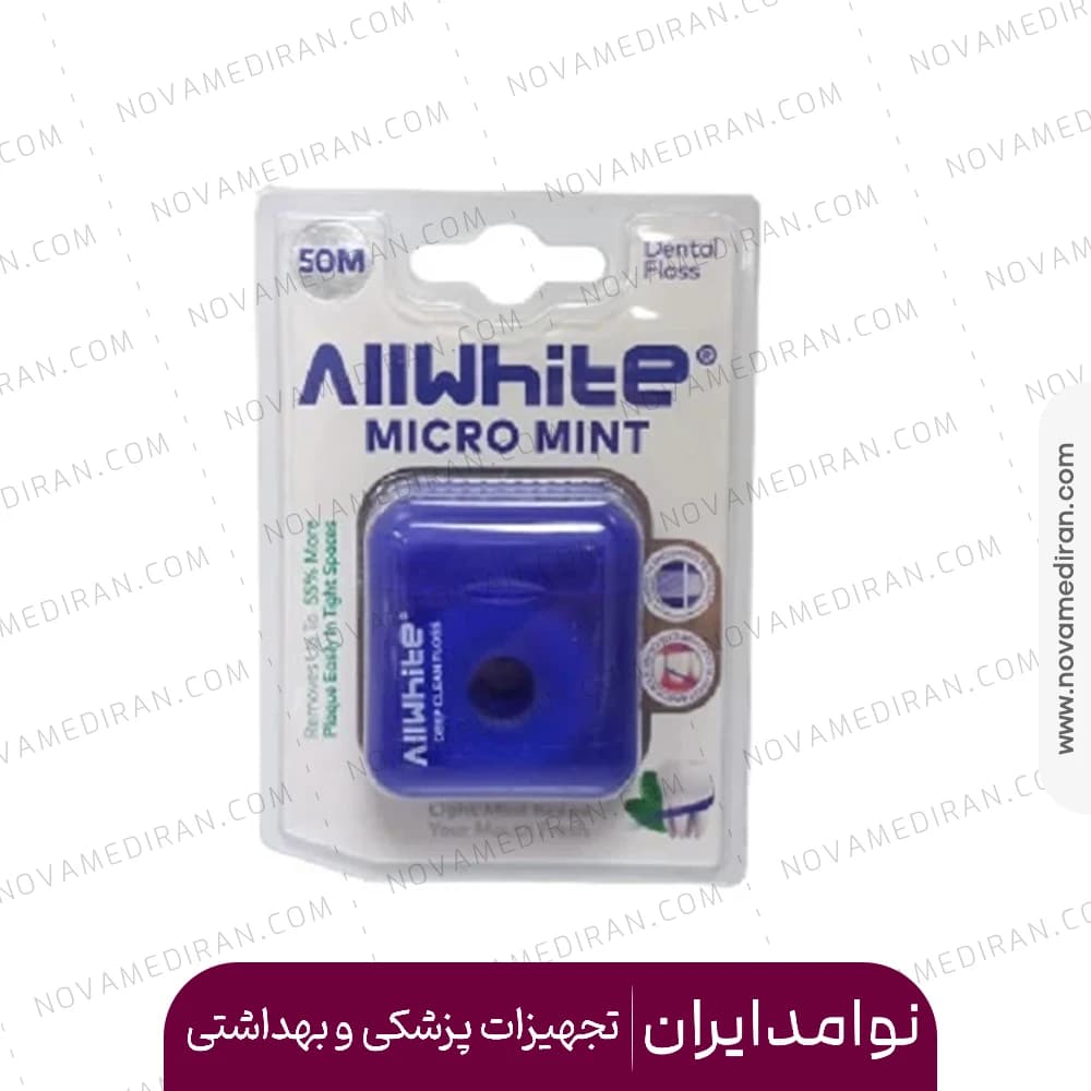 نخ دندان آل وایت با عصاری نعنا ۵۰ متری
