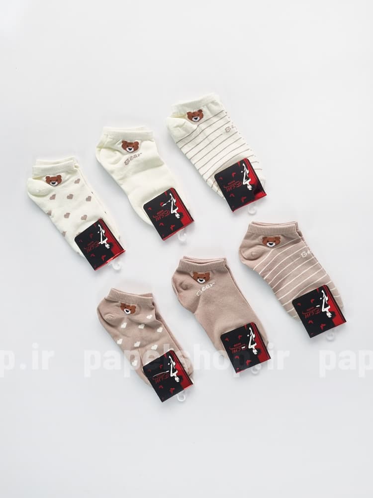 جوراب مچی نخ پنبه طرح خرس