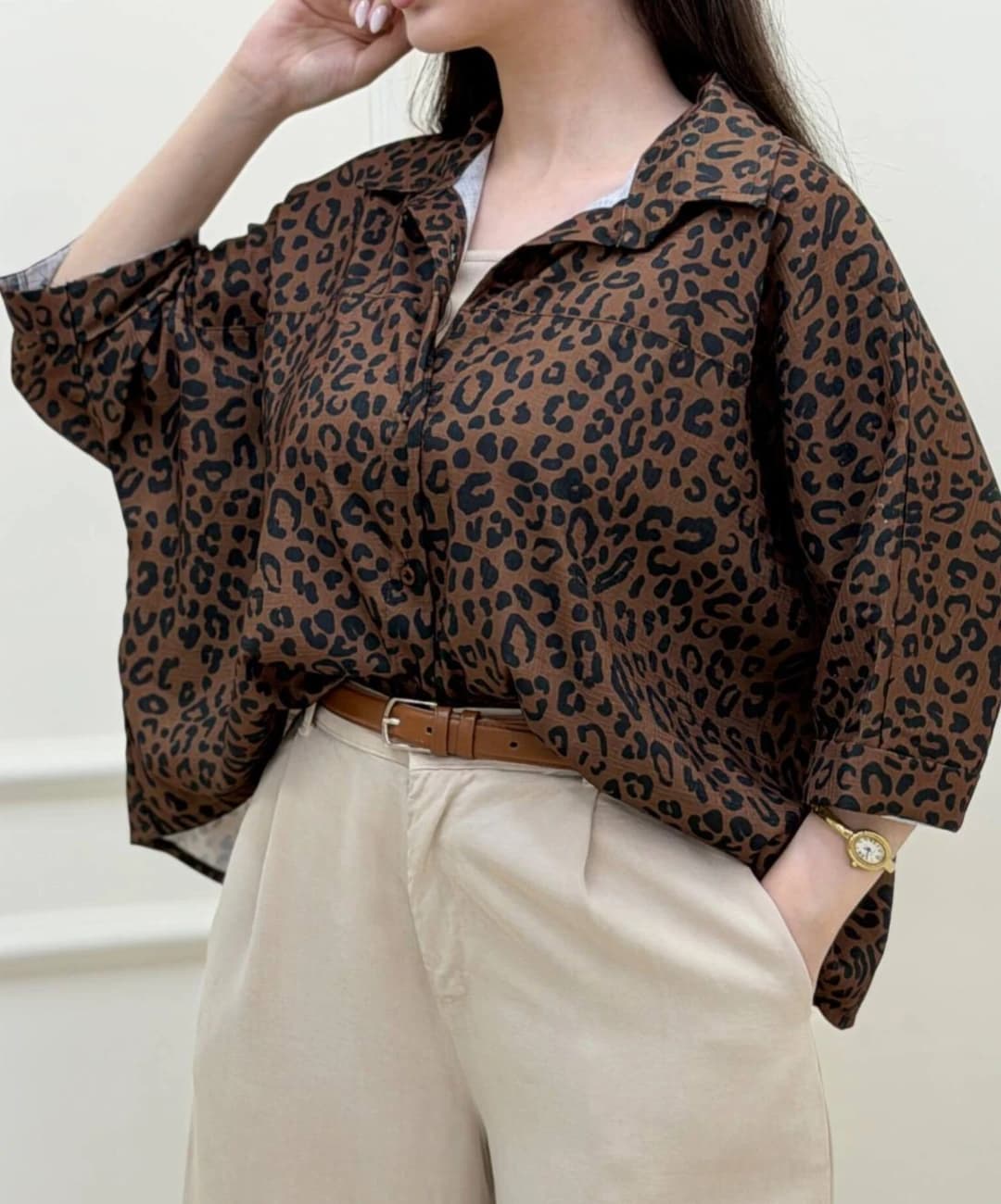 شومیز پلنگی موناکو فری سایز مدل مهیلا |کد:7025