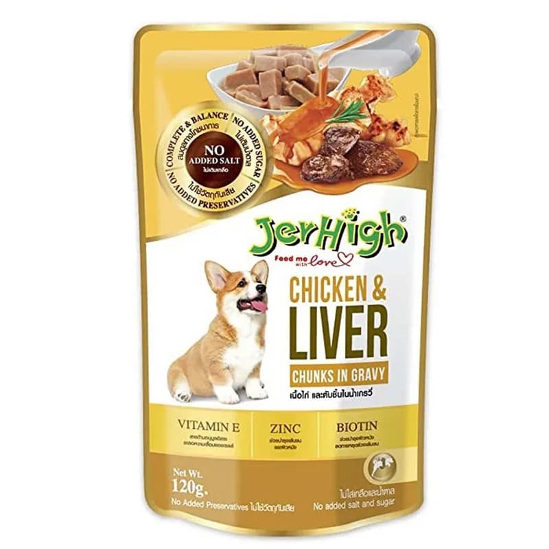 پوچ سگ جرهای Chicken & Liver Chunks In Gravy وزن 120 گرم