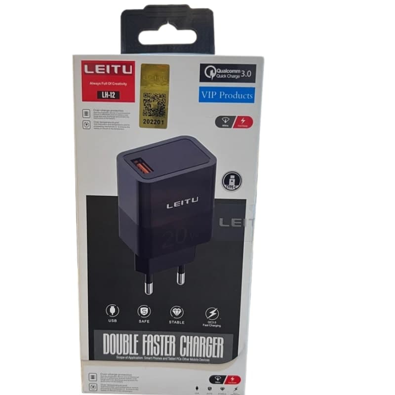 شارژر دیواری موبایل لیتو Leitu LH-12 با کابل Type-C — تصویر ۶