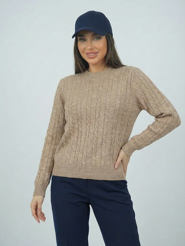 بلوز بافت گرم بالا یقه گرد موج دار