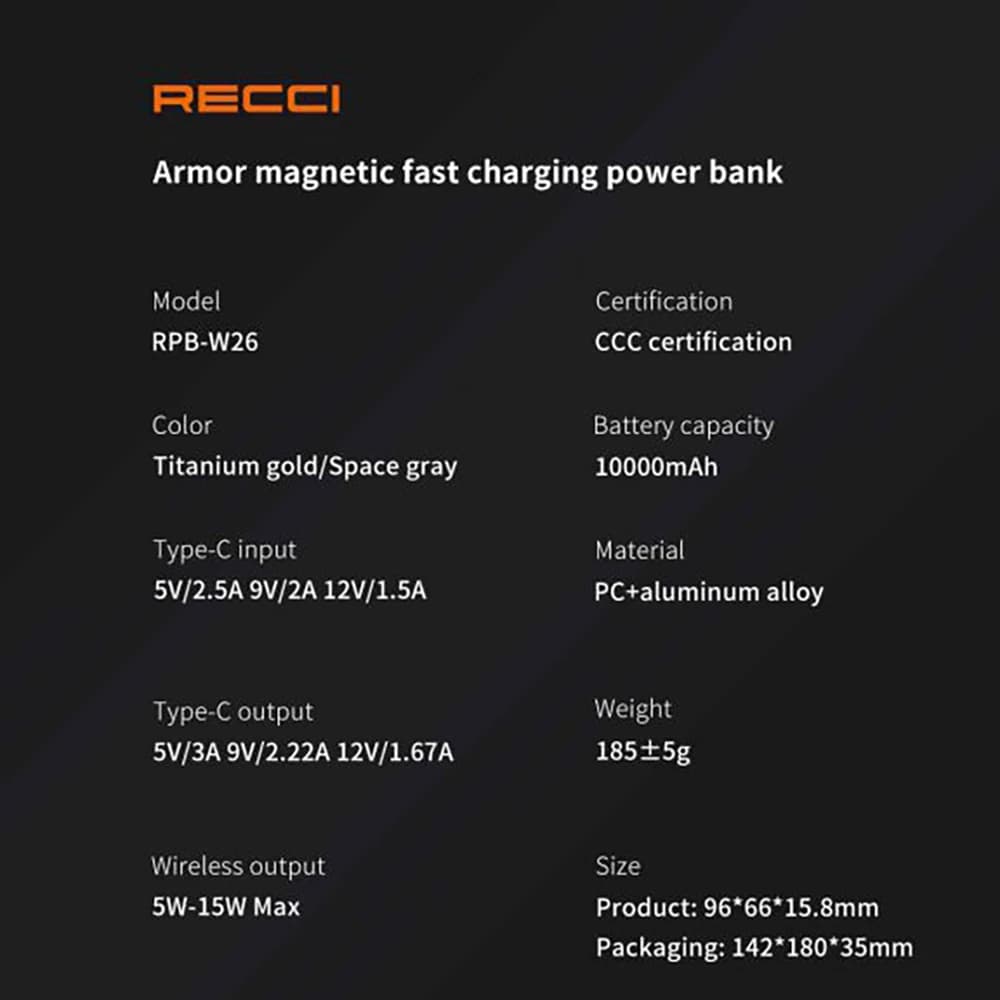پاوربانک وایرلس رسی Recci PRB-W26 — تصویر ۸
