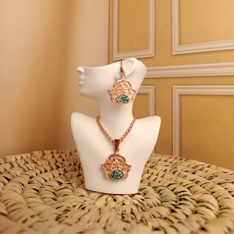 نیم ست مسی فیروزه کوب کد 004