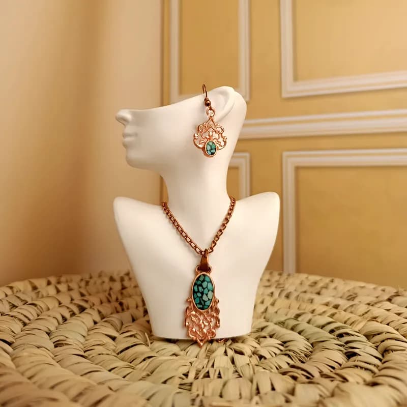 نیم ست مسی فیروزه کوب کد 003