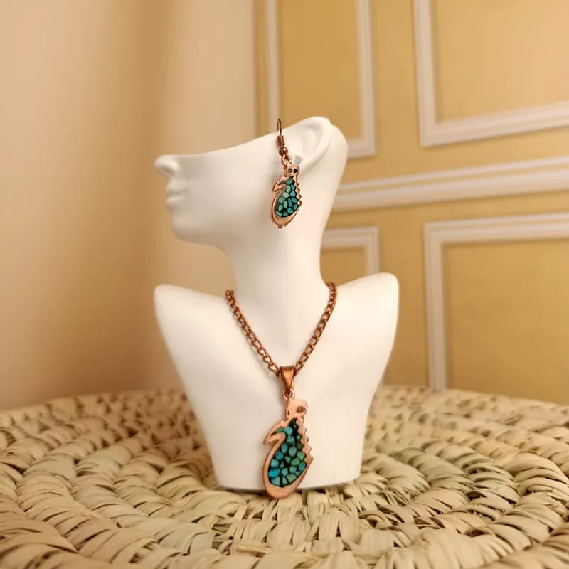 نیم ست مسی فیروزه کوب کد 002