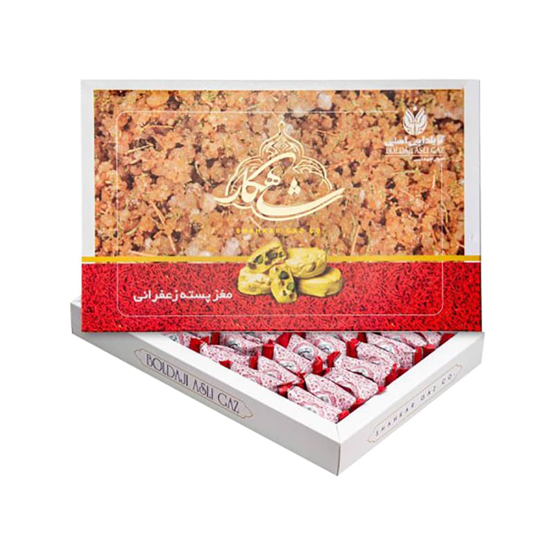 گز بلداجی شاهکار لقمه زعفرانی ۳۸ درصد پسته ۴۰۰ گرمی — تصویر ۲