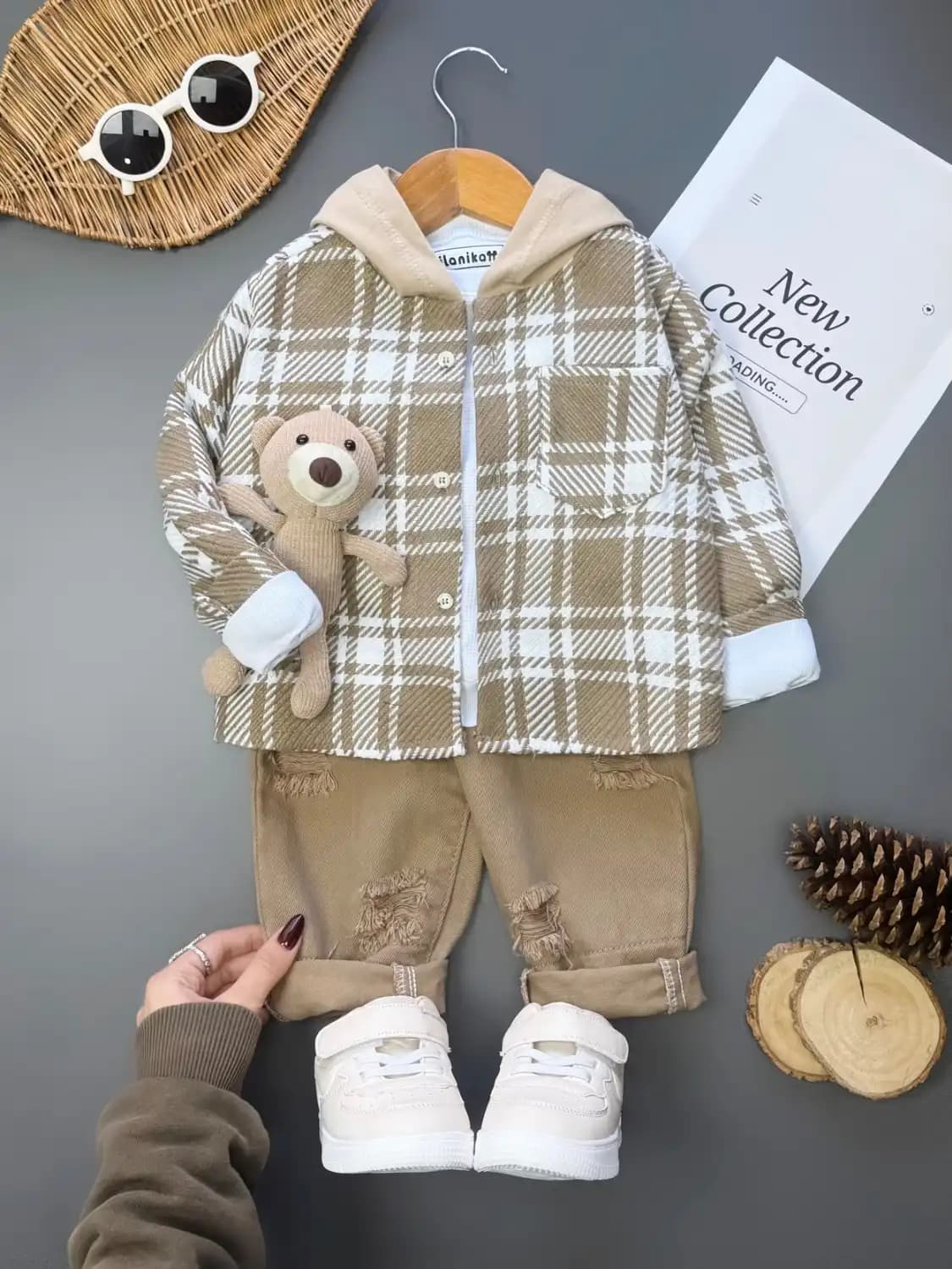 ست شومیز چهارخونه و شلوار بچگانه مناسب عید کد 1031