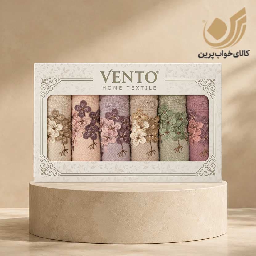 حوله دست گل برجسته دورو نخ 6 عددی برند VENTO