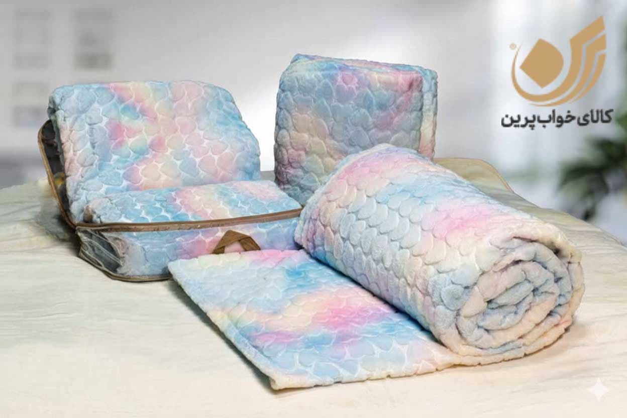 پتو مسافرتی یکنفره و دونفره تیسا طرح رنگین کمان برند شادیلون — تصویر ۳