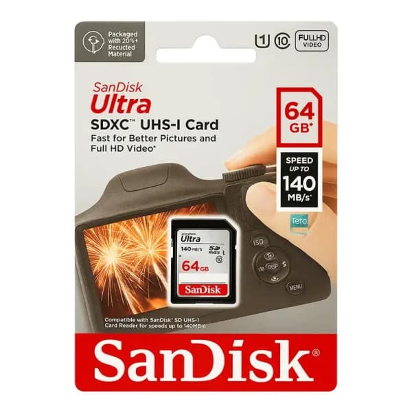 کارت حافظه SD سن‌دیسک Ultra ظرفیت 64 گیگابایت سرعت 140MB/s کدB21279 — تصویر ۲