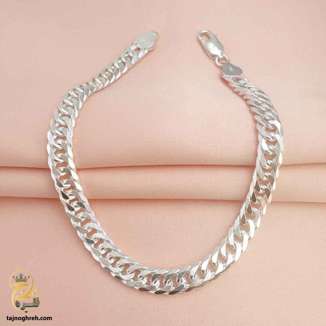 دستبند کارتیر نقره مردانه ایتالیایی پهن دوبل مدل BSM B60 — تصویر ۶