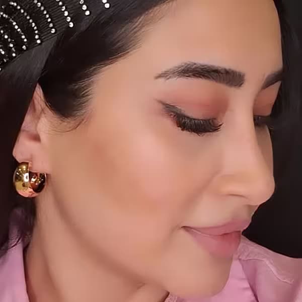 گوشواره حلقه آینه ای رنگ طلایی ژوپینگ
