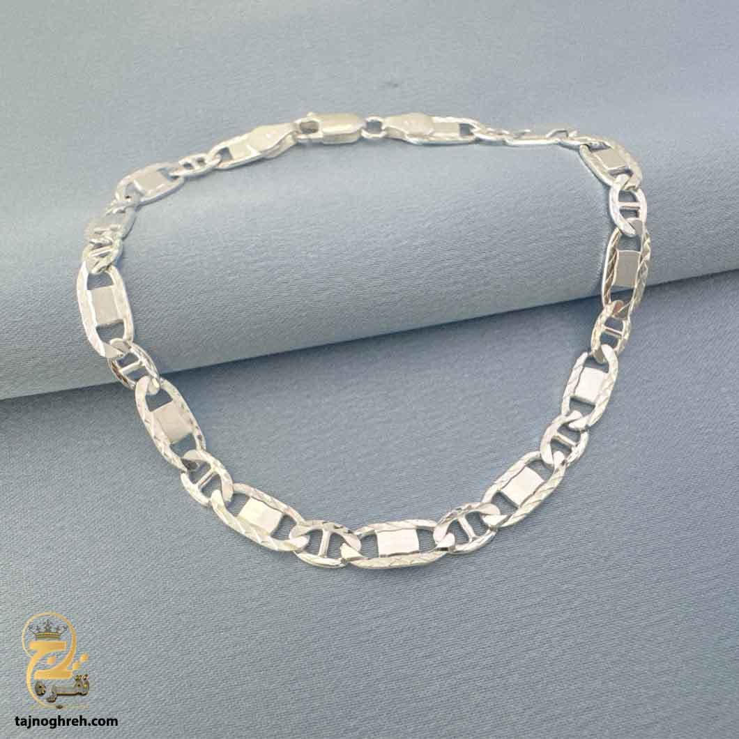 دستبند نقره ایتالیایی مردانه طرح تی T جدید مدل BSM B55