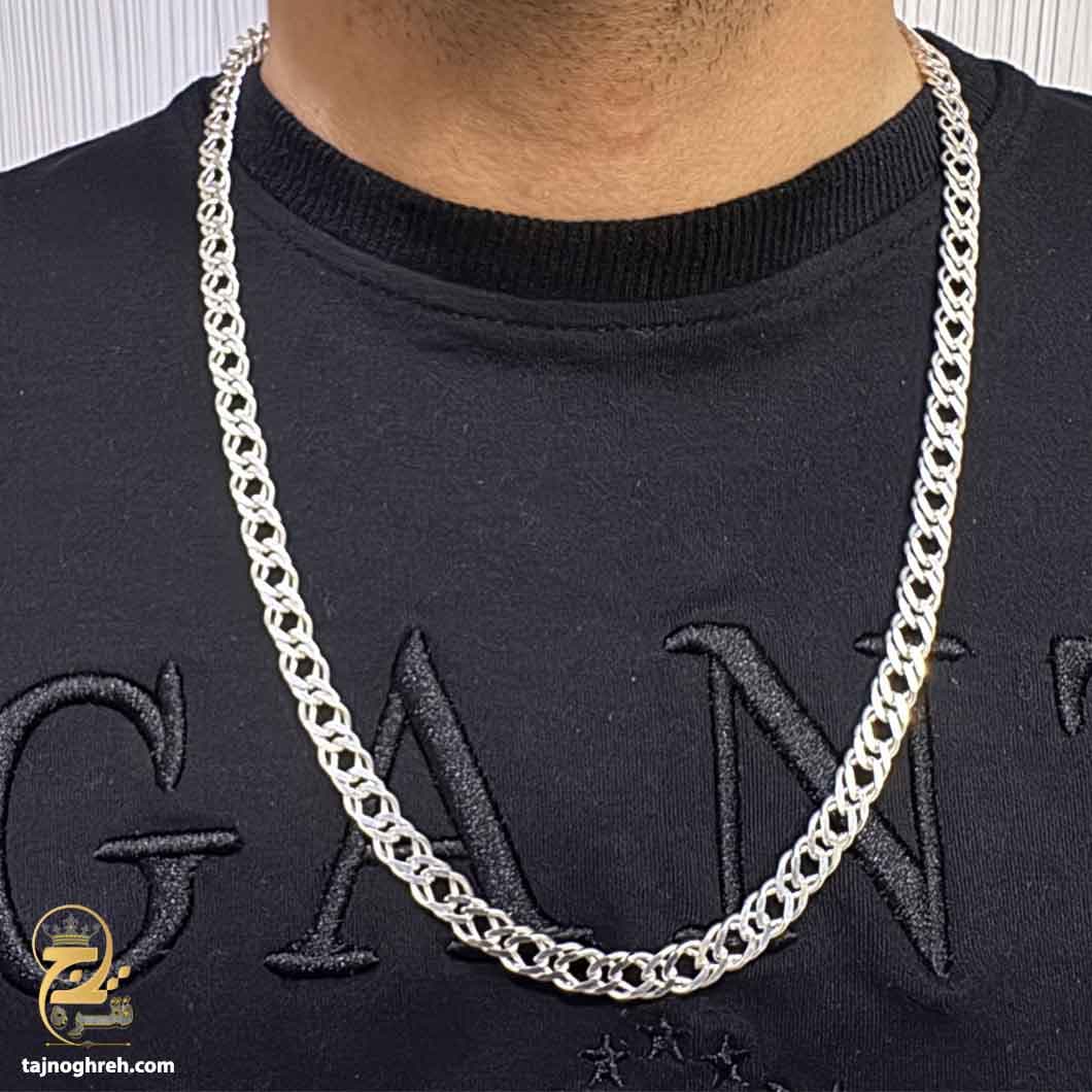 گردنبند نقره مردانه کارتیه دوبل سنگین مدل NSM N19 — تصویر ۳