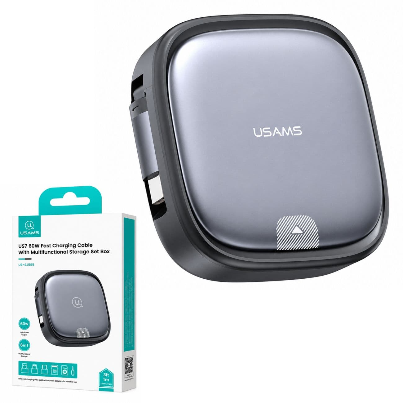 پک کابل چند منظوره یوسمز USAMS SJ650 توان 60 وات همراه با کابل جمع‌شونده — تصویر ۹