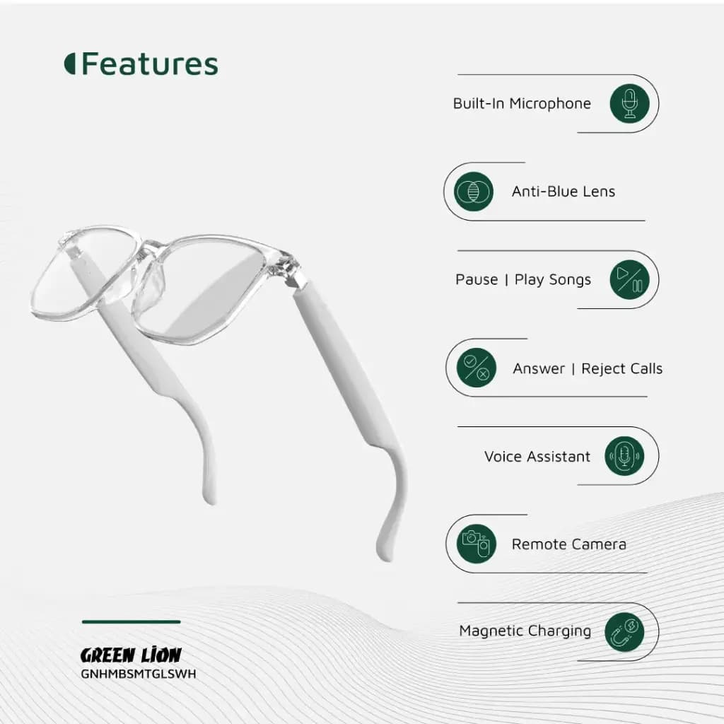 عینک محافظ چشم هوشمند گرین لاین Green Lion Hamburg Smart Glass GNHMBSMTGLSWH — تصویر ۶