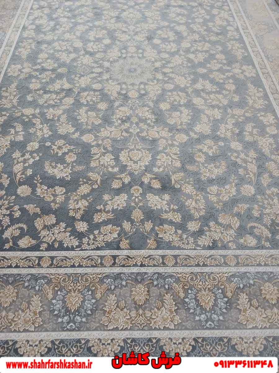 فرش 1200 شانه افشان دودی طلایی طرح پرلا متالیک — تصویر ۲
