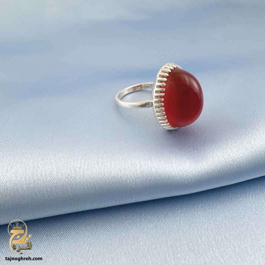 انگشتر نقره عقیق سرخ زنانه مدل RSW F44 — تصویر ۴